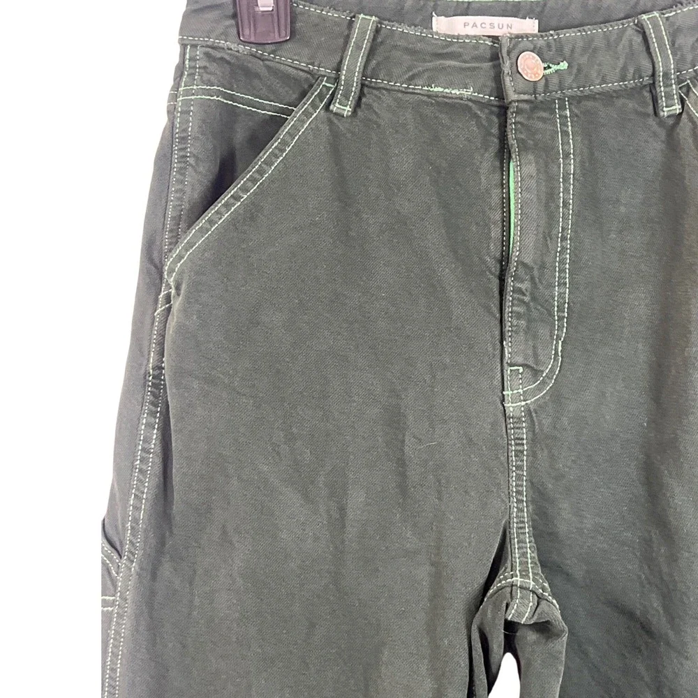 PacSun Green Utility Jeans 27 High Rise Streetwear Grunge Whimsigoth Punk Emo